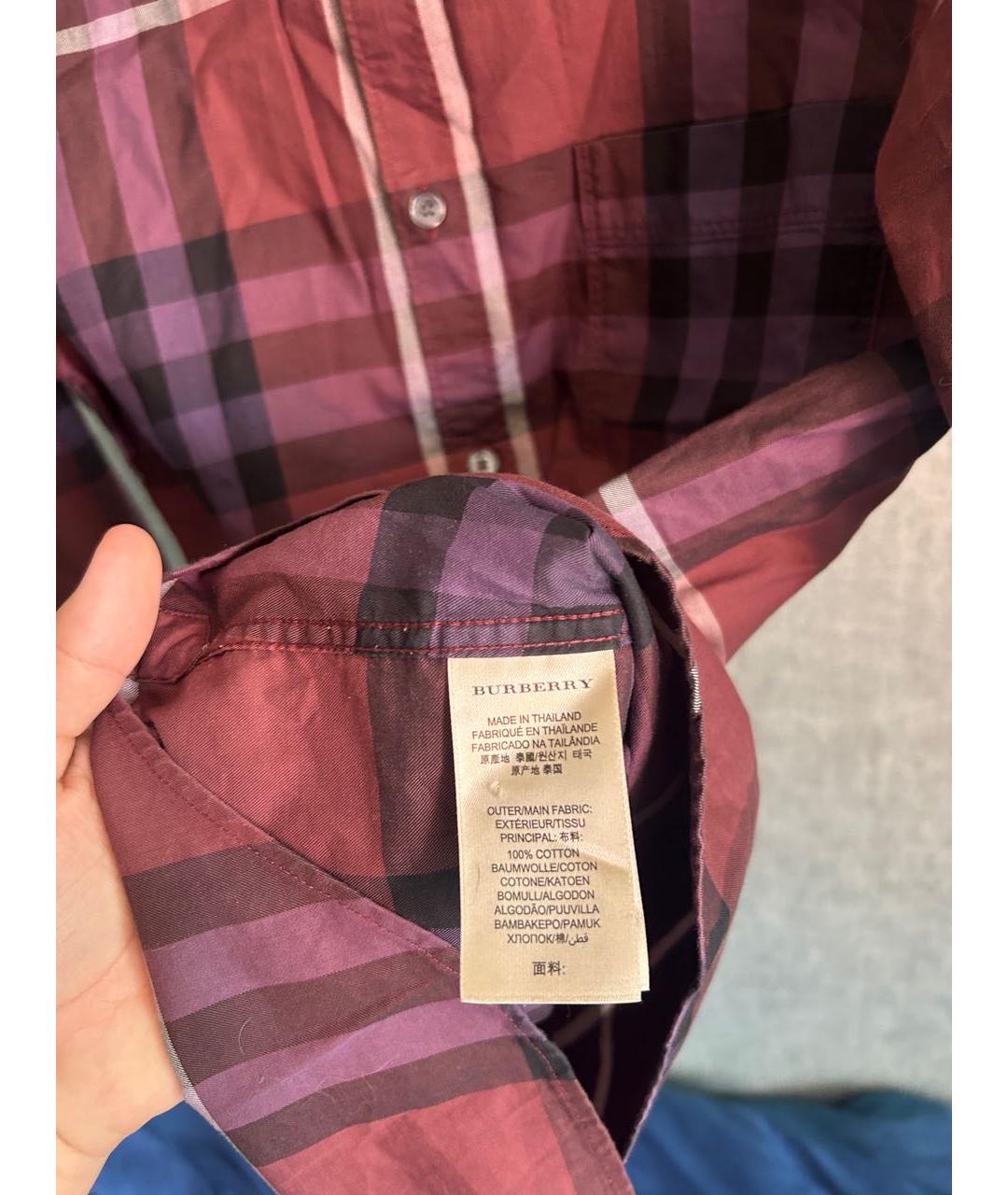 BURBERRY Бордовая кэжуал рубашка, фото 7