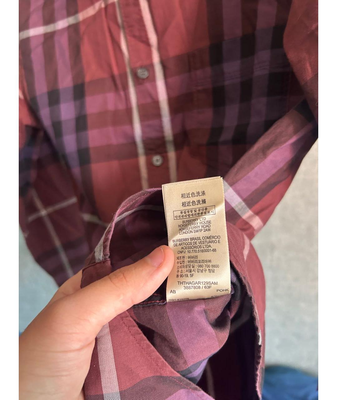 BURBERRY Бордовая кэжуал рубашка, фото 8
