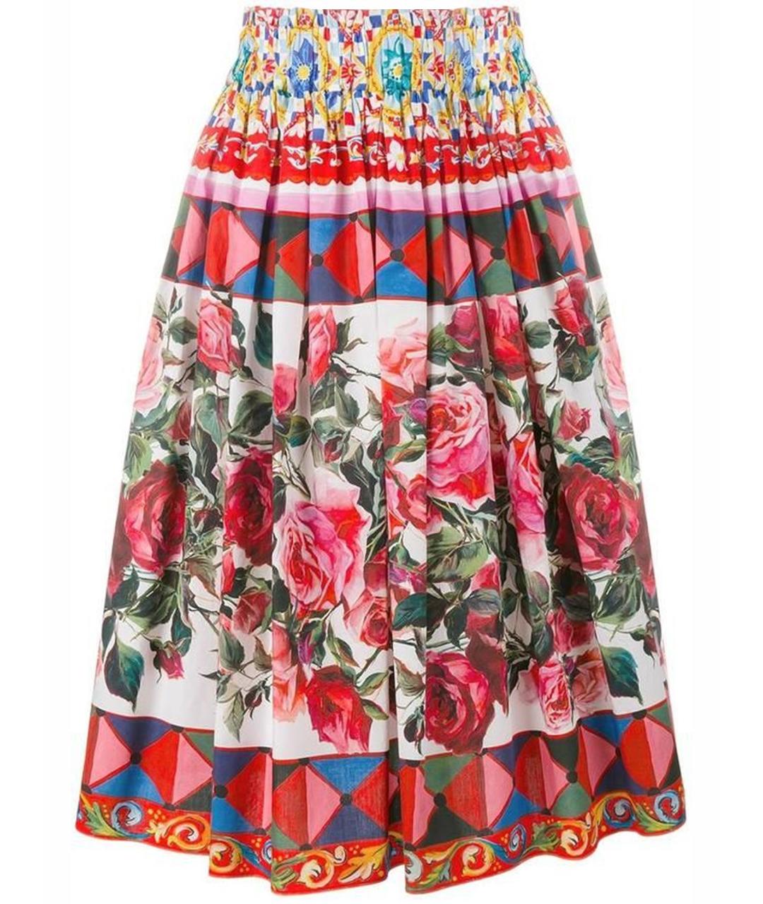 DOLCE&GABBANA Мульти хлопковая юбка миди, фото 1