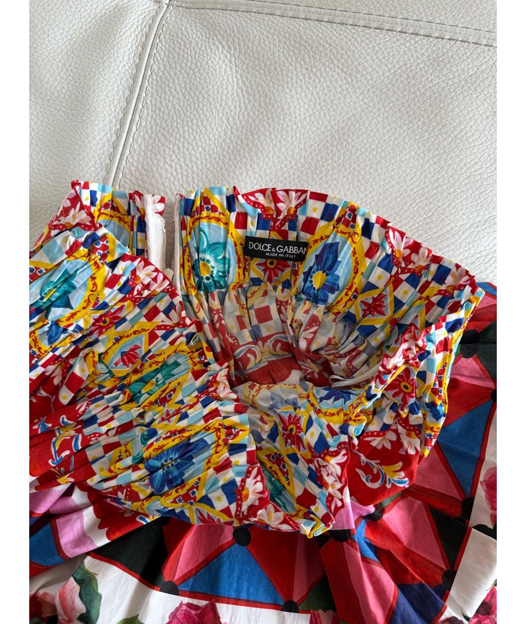 DOLCE&GABBANA Мульти хлопковая юбка миди, фото 4
