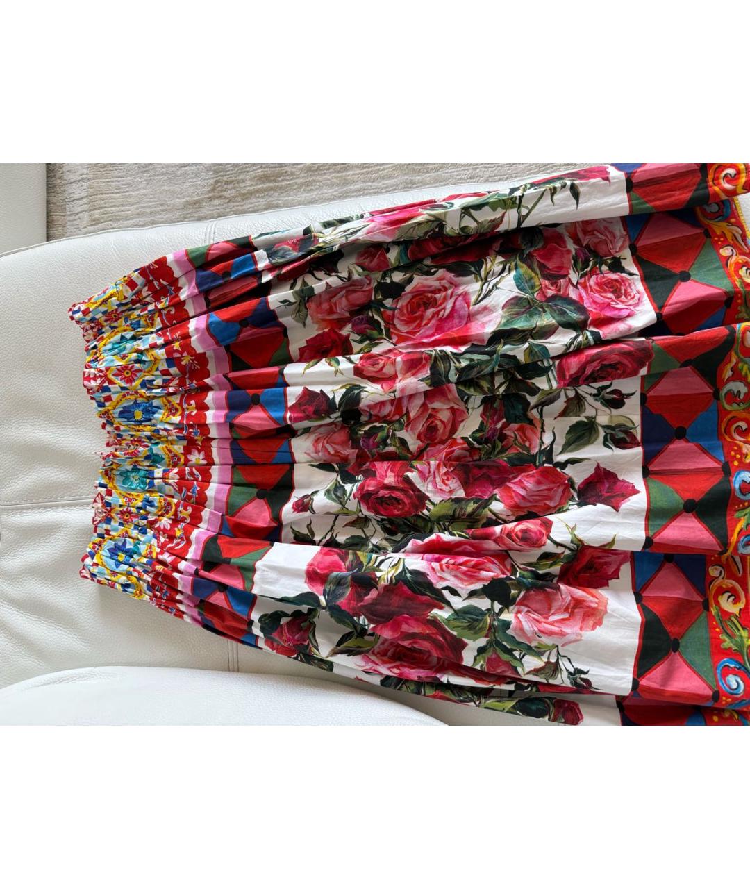 DOLCE&GABBANA Мульти хлопковая юбка миди, фото 2