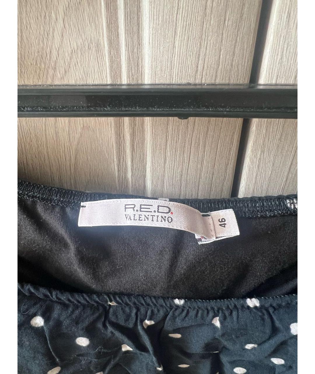 RED VALENTINO Черная хлопко-эластановая майка, фото 3