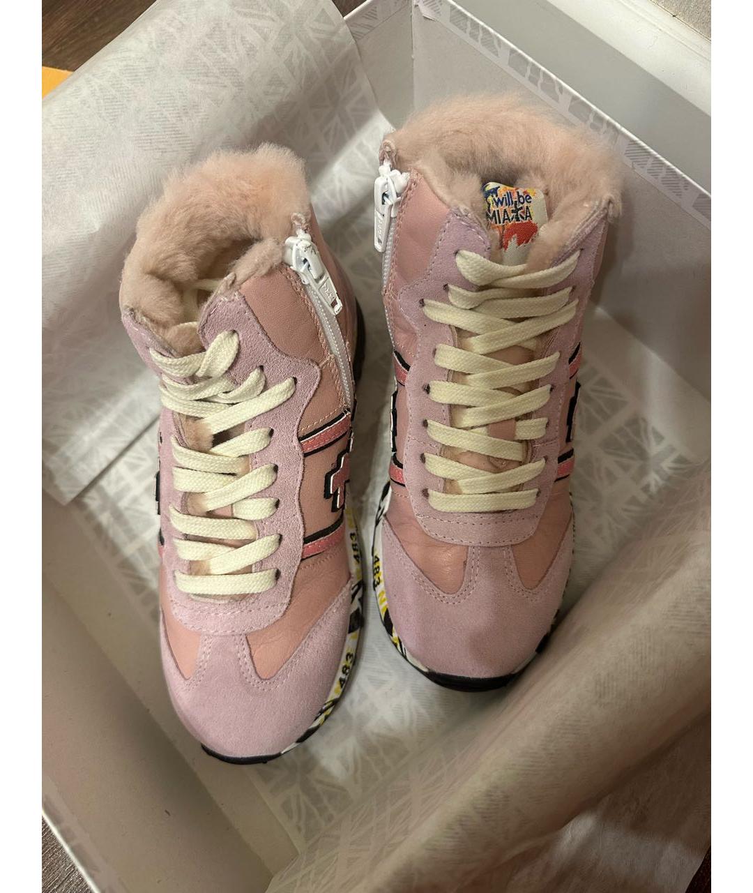 PREMIATA KIDS Розовые кожаные кеды, фото 2