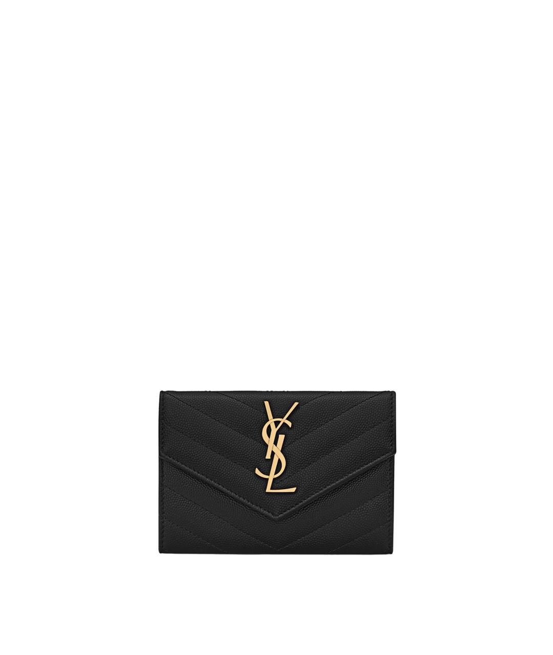 SAINT LAURENT Черный кожаный кошелек, фото 1