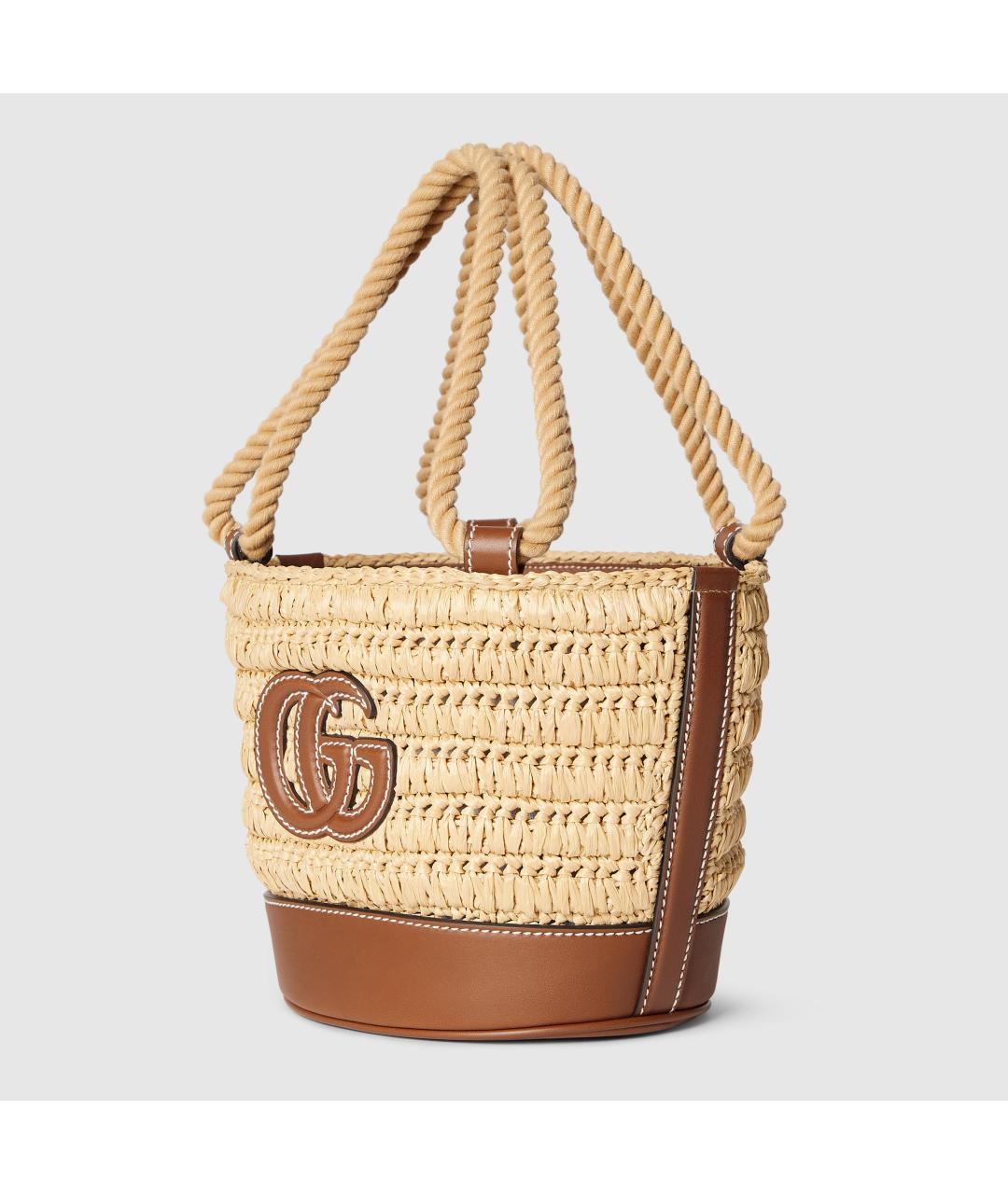 GUCCI Бежевая пелетеная сумка тоут, фото 3