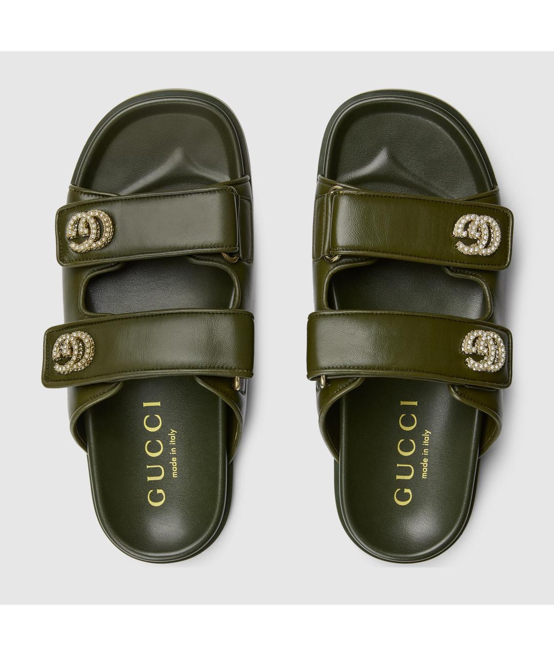 GUCCI Зеленые кожаные босоножки, фото 4