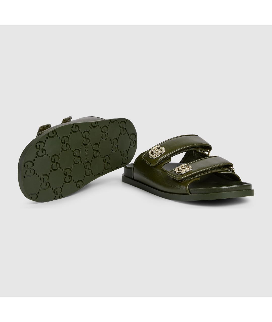 GUCCI Зеленые кожаные босоножки, фото 5