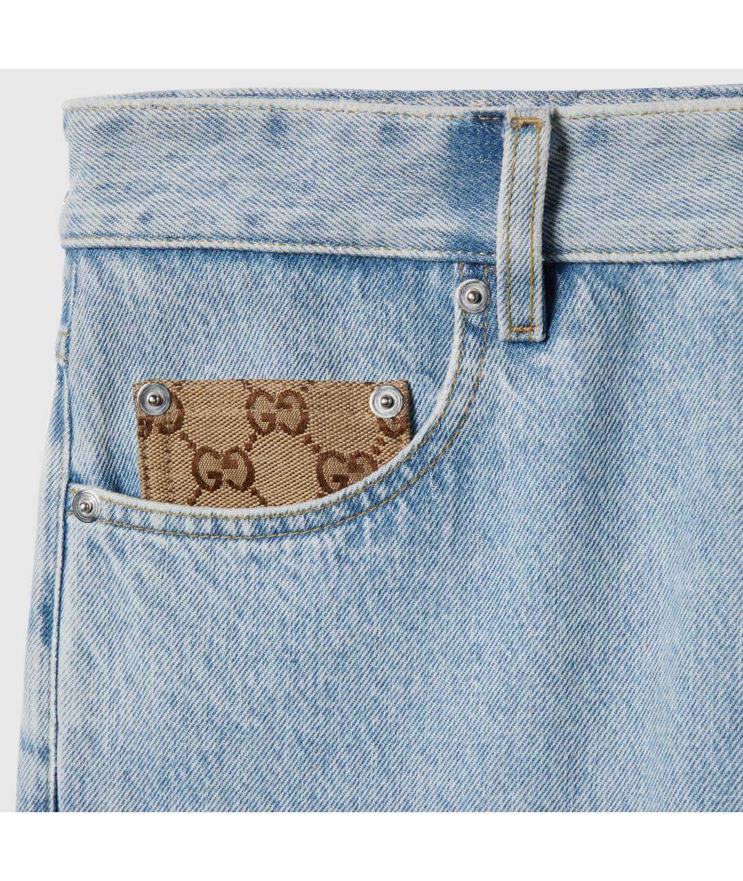 GUCCI Голубые хлопковые прямые джинсы, фото 6