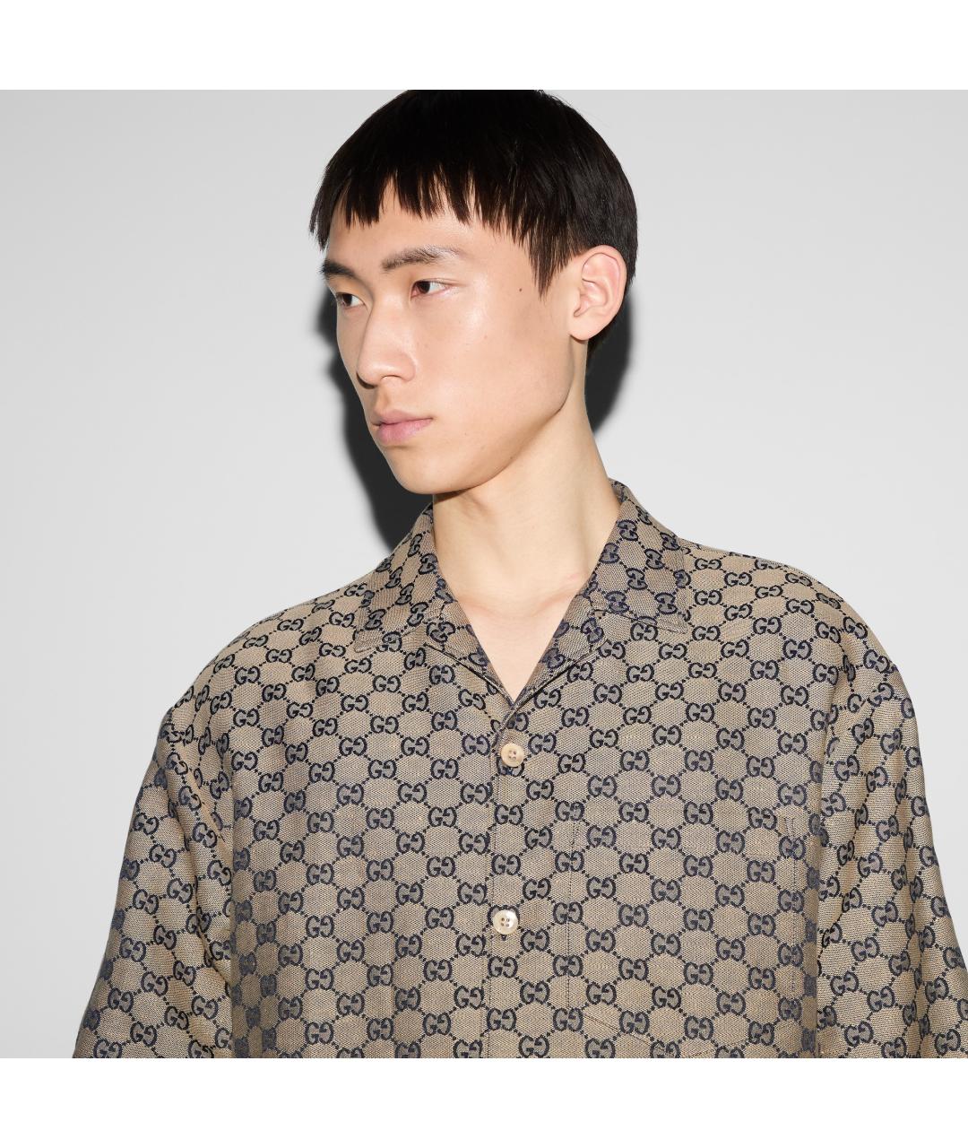 GUCCI Бежевая льняная кэжуал рубашка, фото 5