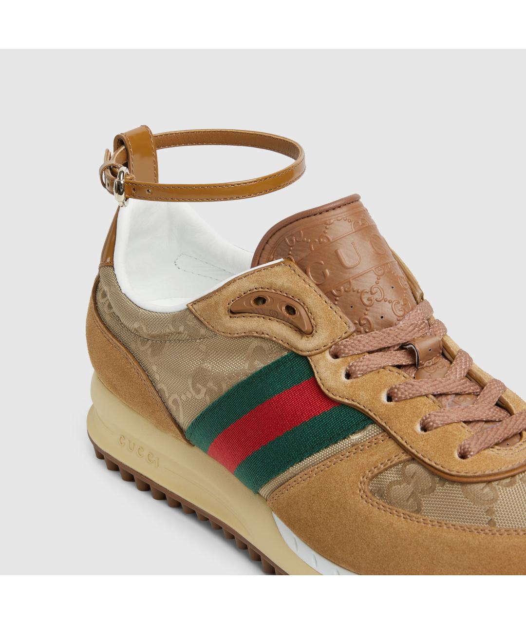 GUCCI Коричневые замшевые кроссовки, фото 3