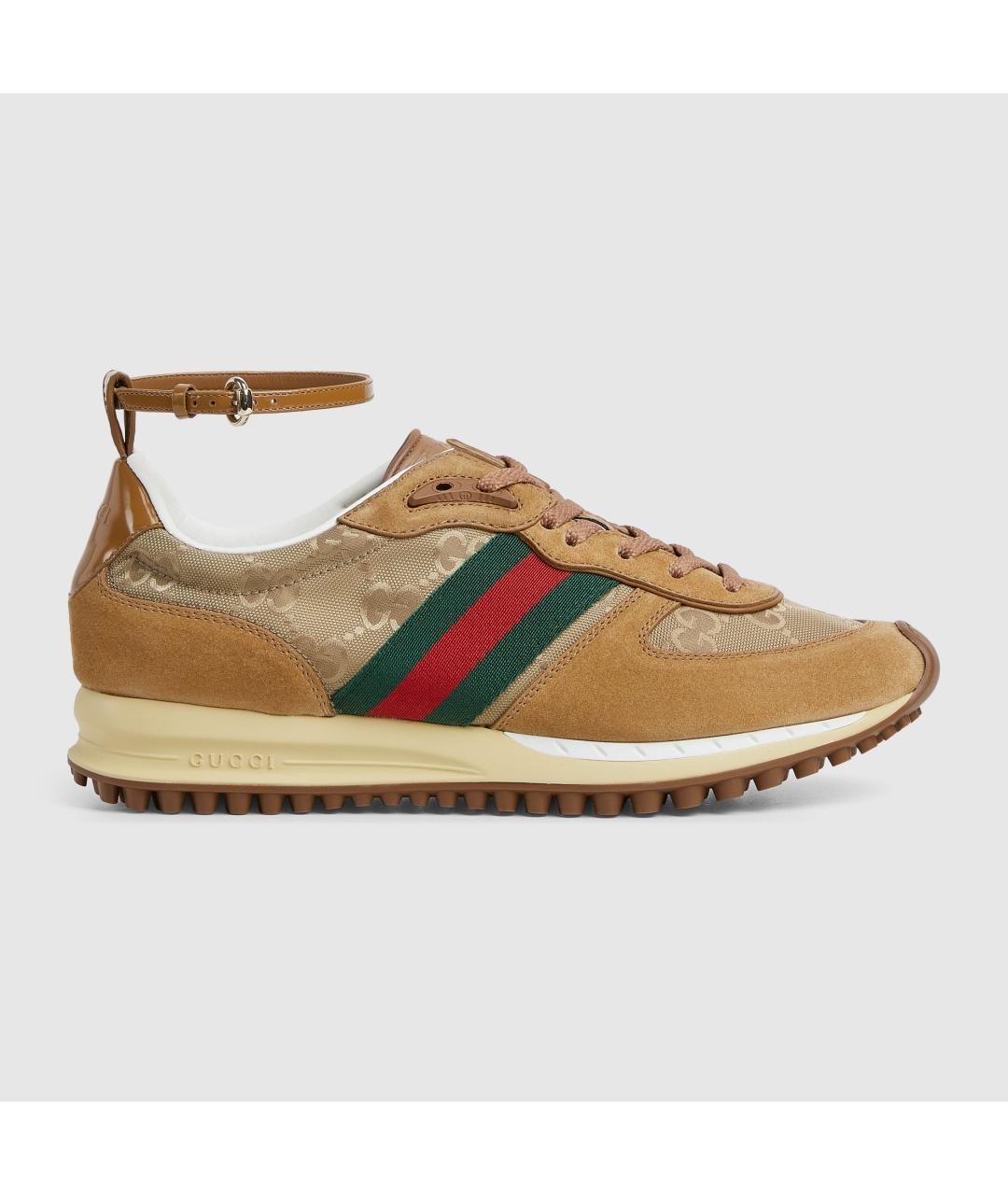 GUCCI Коричневые замшевые кроссовки, фото 7