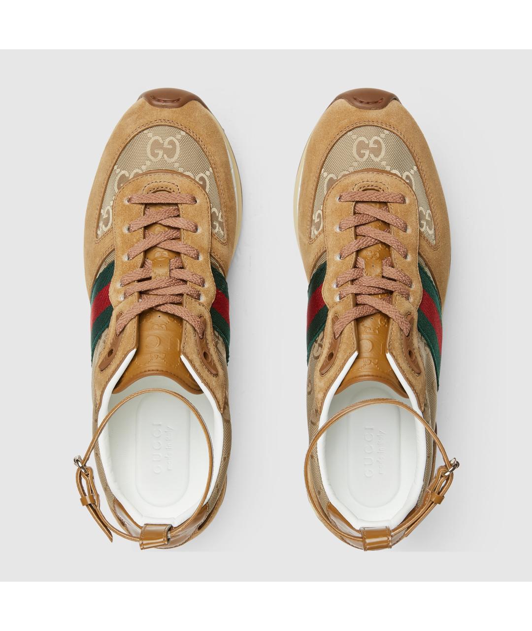 GUCCI Коричневые замшевые кроссовки, фото 5