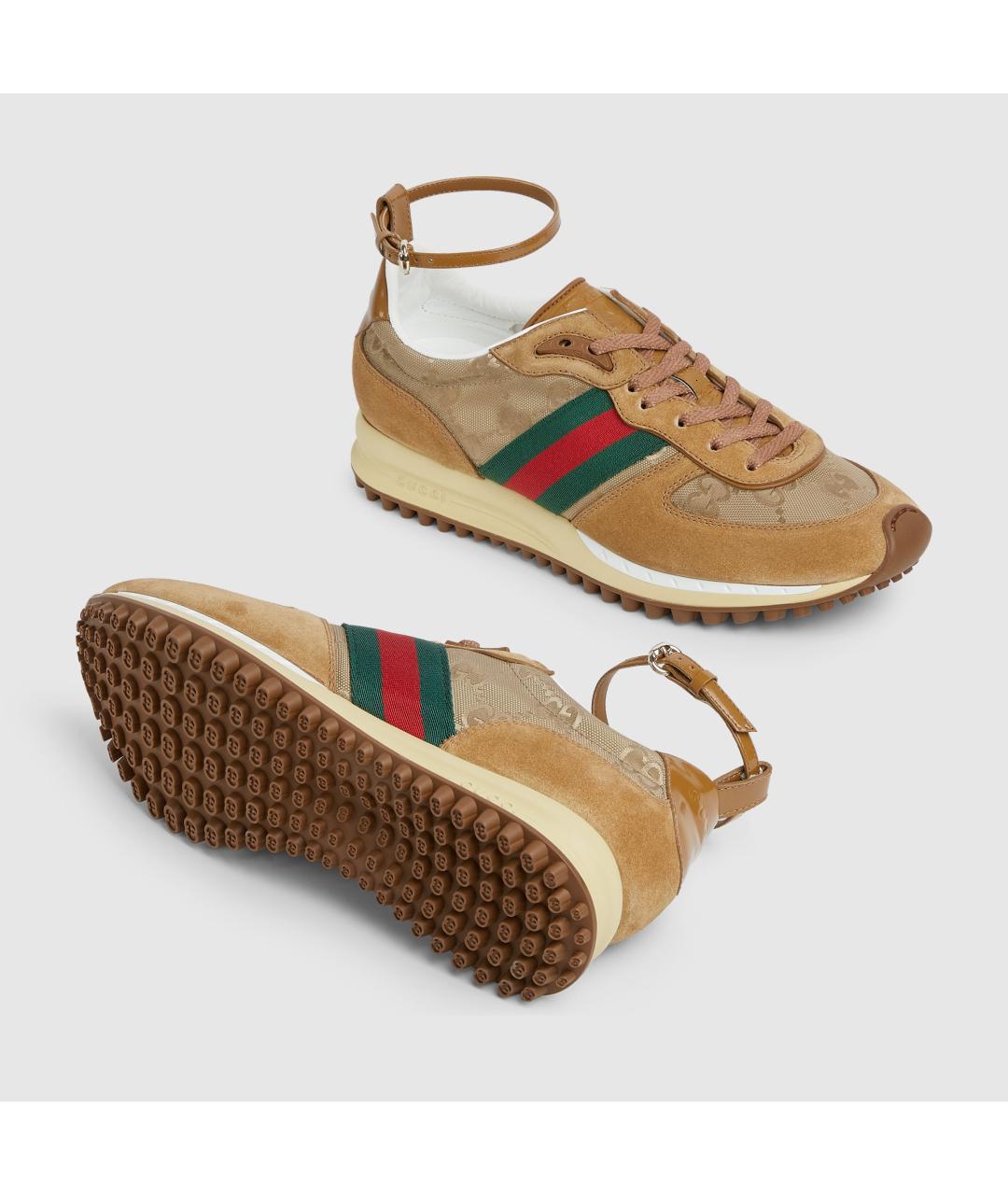 GUCCI Коричневые замшевые кроссовки, фото 6