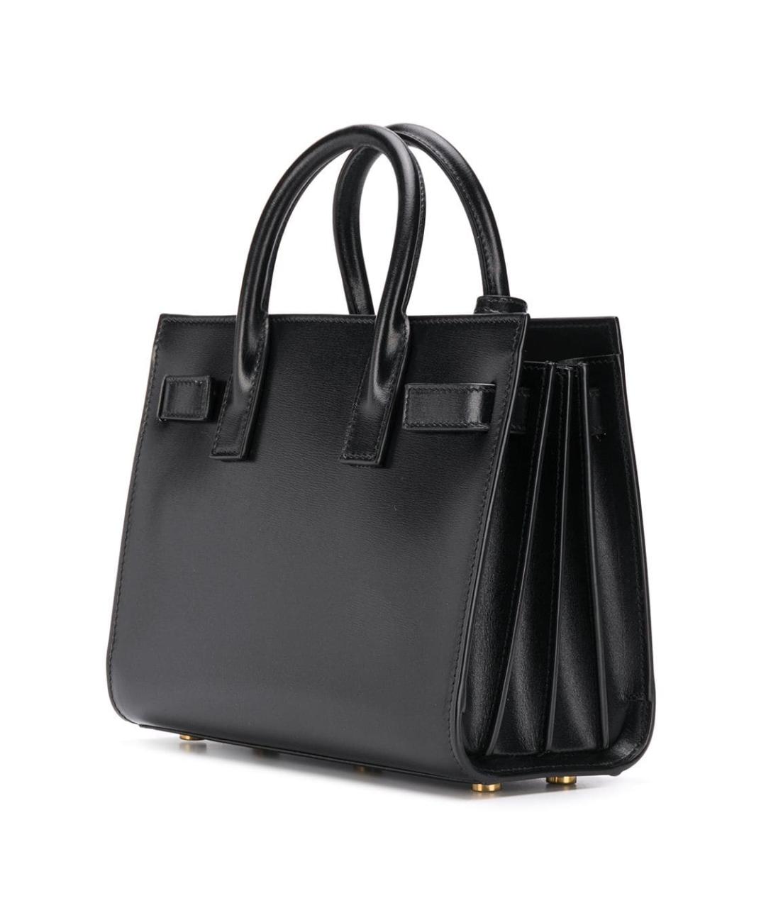 SAINT LAURENT Черная кожаная сумка с короткими ручками, фото 3