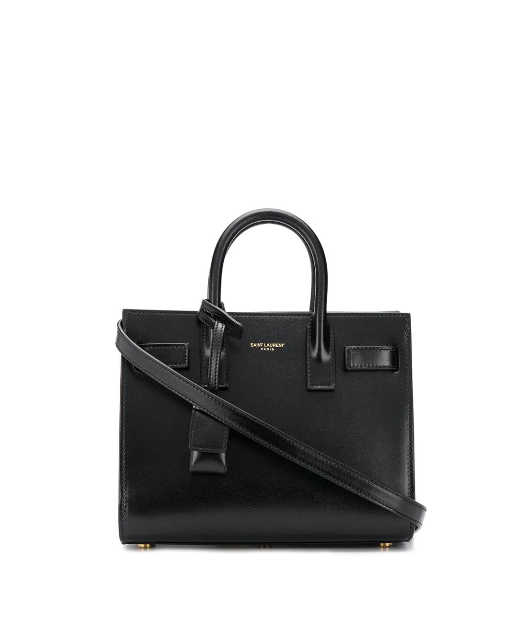 SAINT LAURENT Черная кожаная сумка с короткими ручками, фото 1