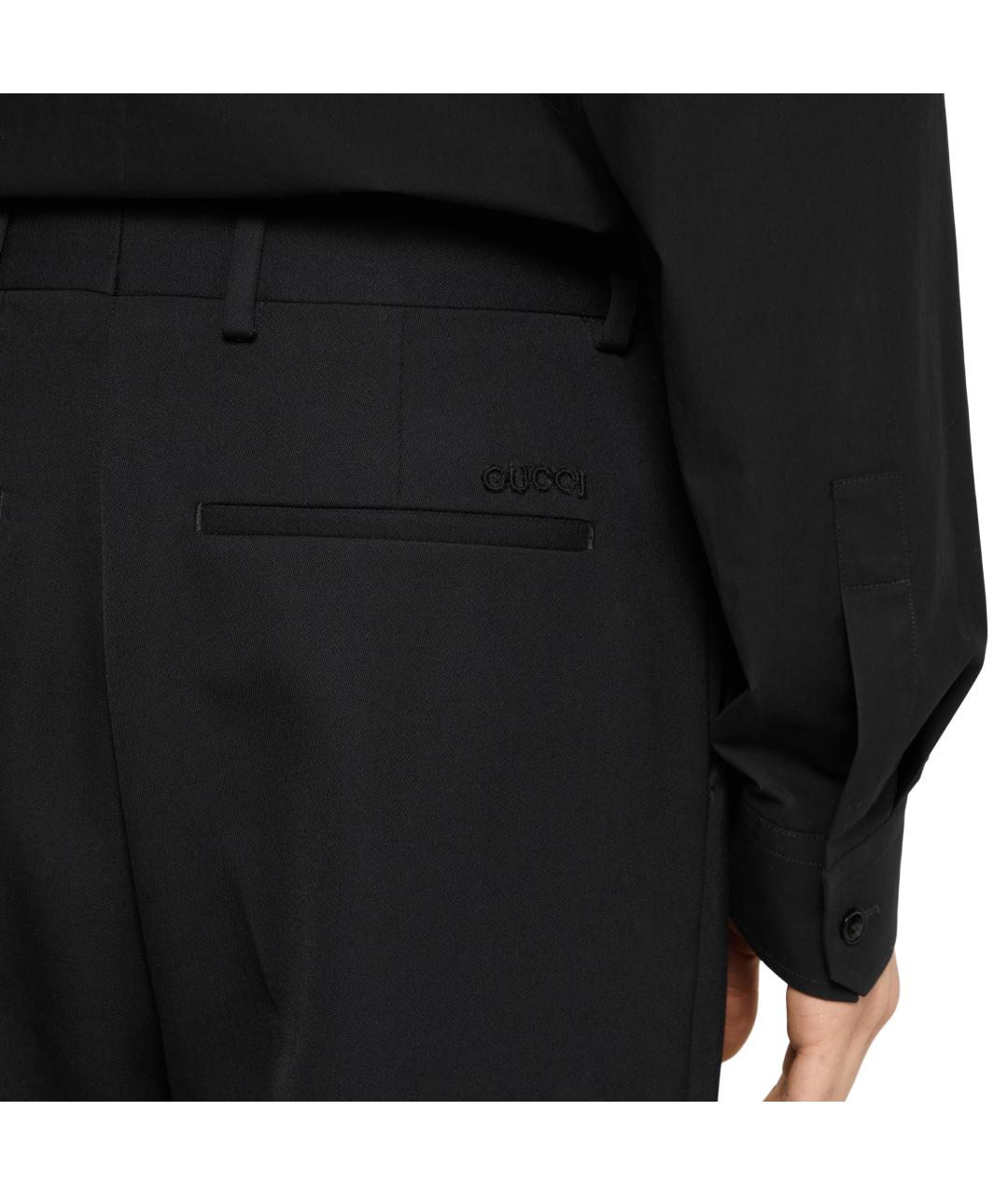 GUCCI Черные шерстяные повседневные брюки, фото 5