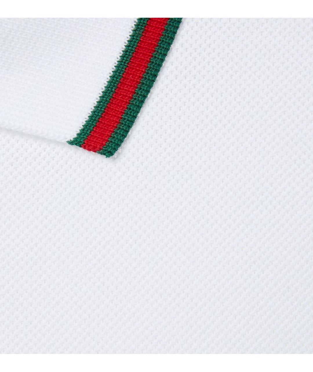 GUCCI Белое хлопко-эластановое поло с коротким рукавом, фото 4