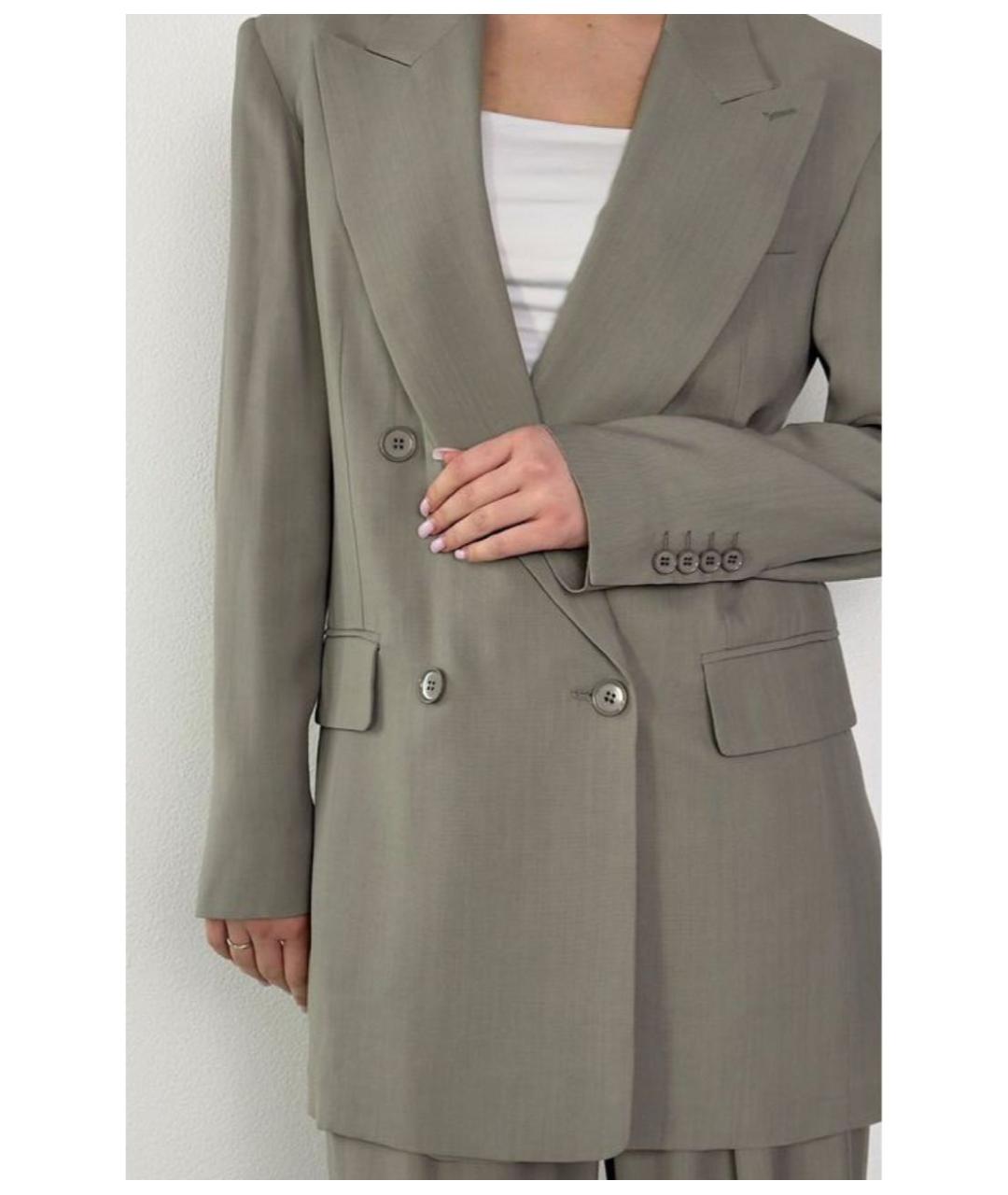 SPORTMAX Серый вискозный костюм с брюками, фото 5