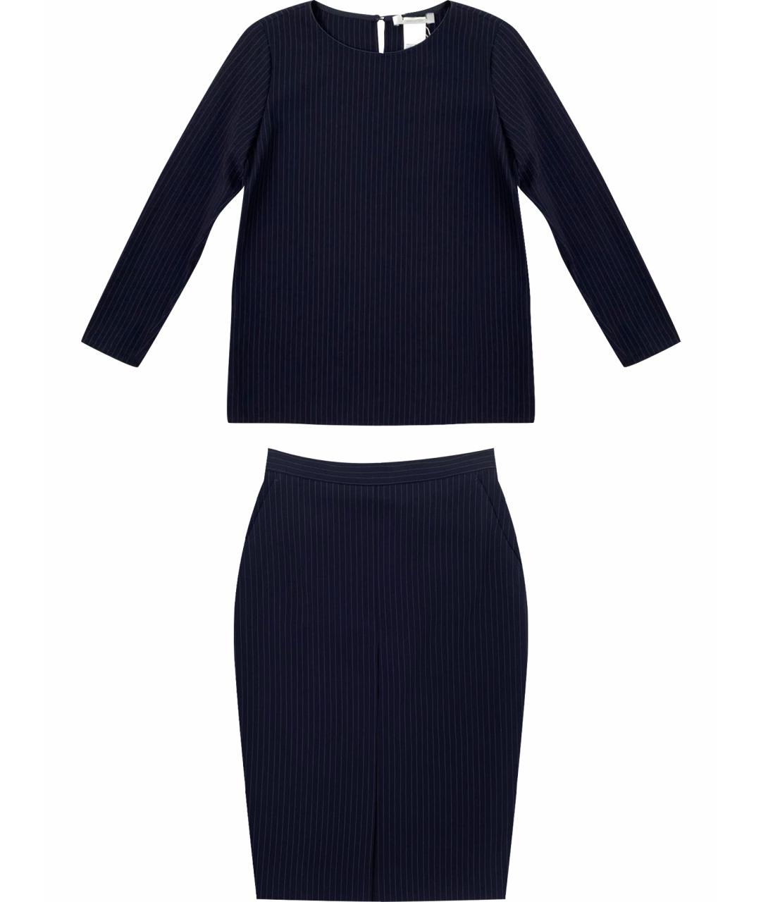 MAX MARA Темно-синий шелковый костюм с юбками, фото 1