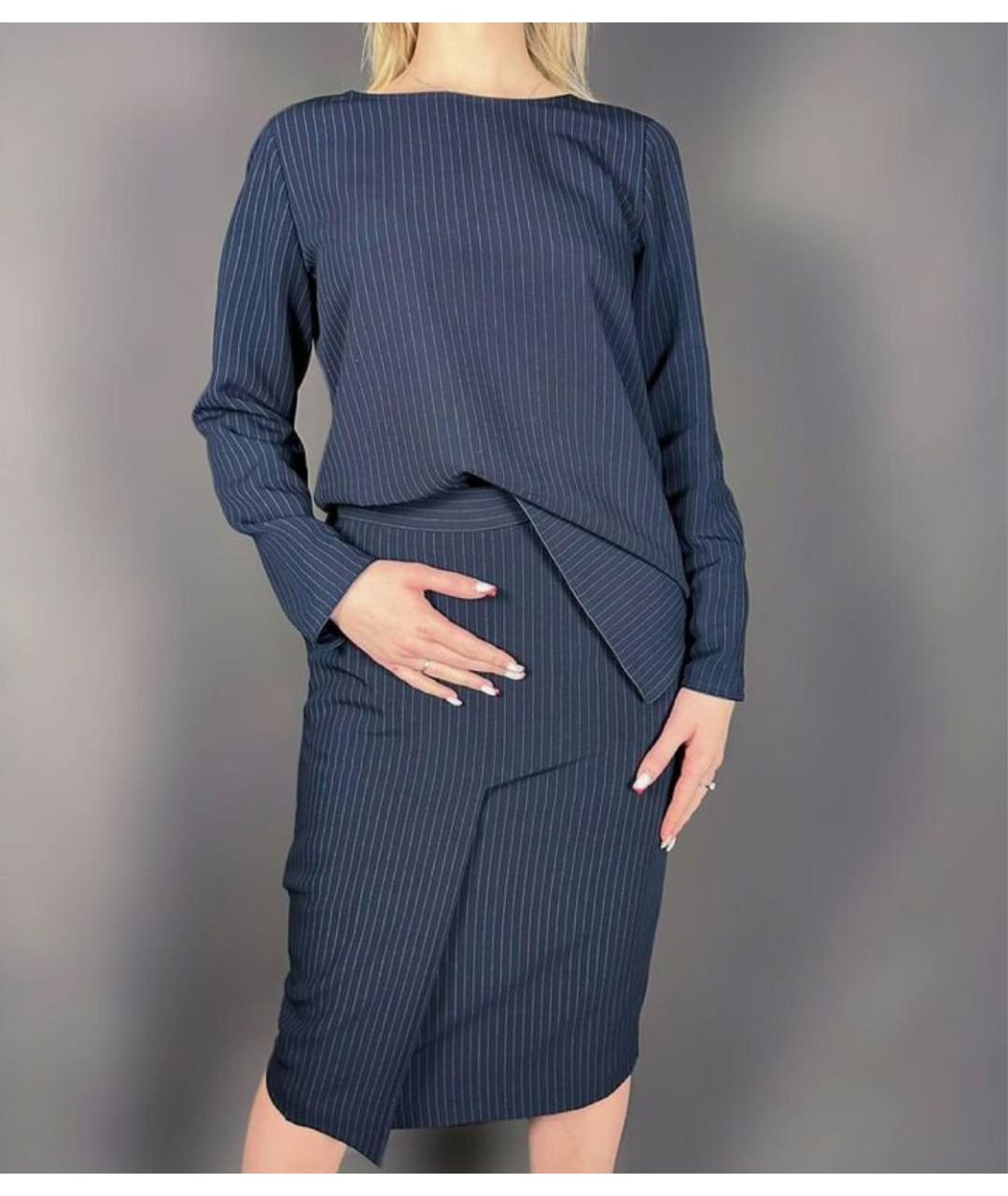 MAX MARA Темно-синий шелковый костюм с юбками, фото 4