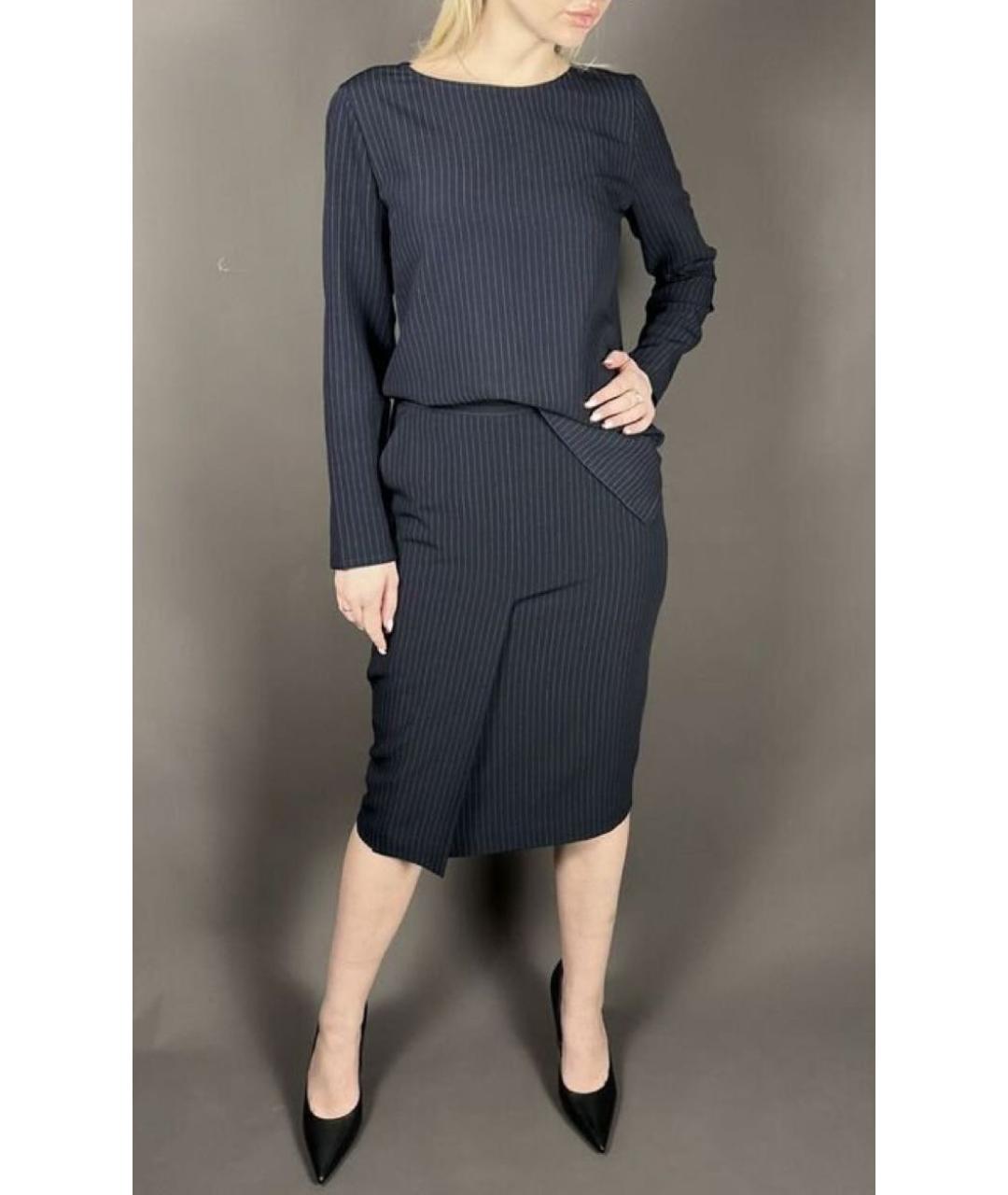 MAX MARA Темно-синий шелковый костюм с юбками, фото 5
