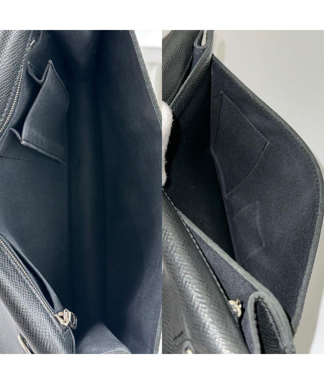 LOUIS VUITTON Черная кожаная барсетка, фото 8