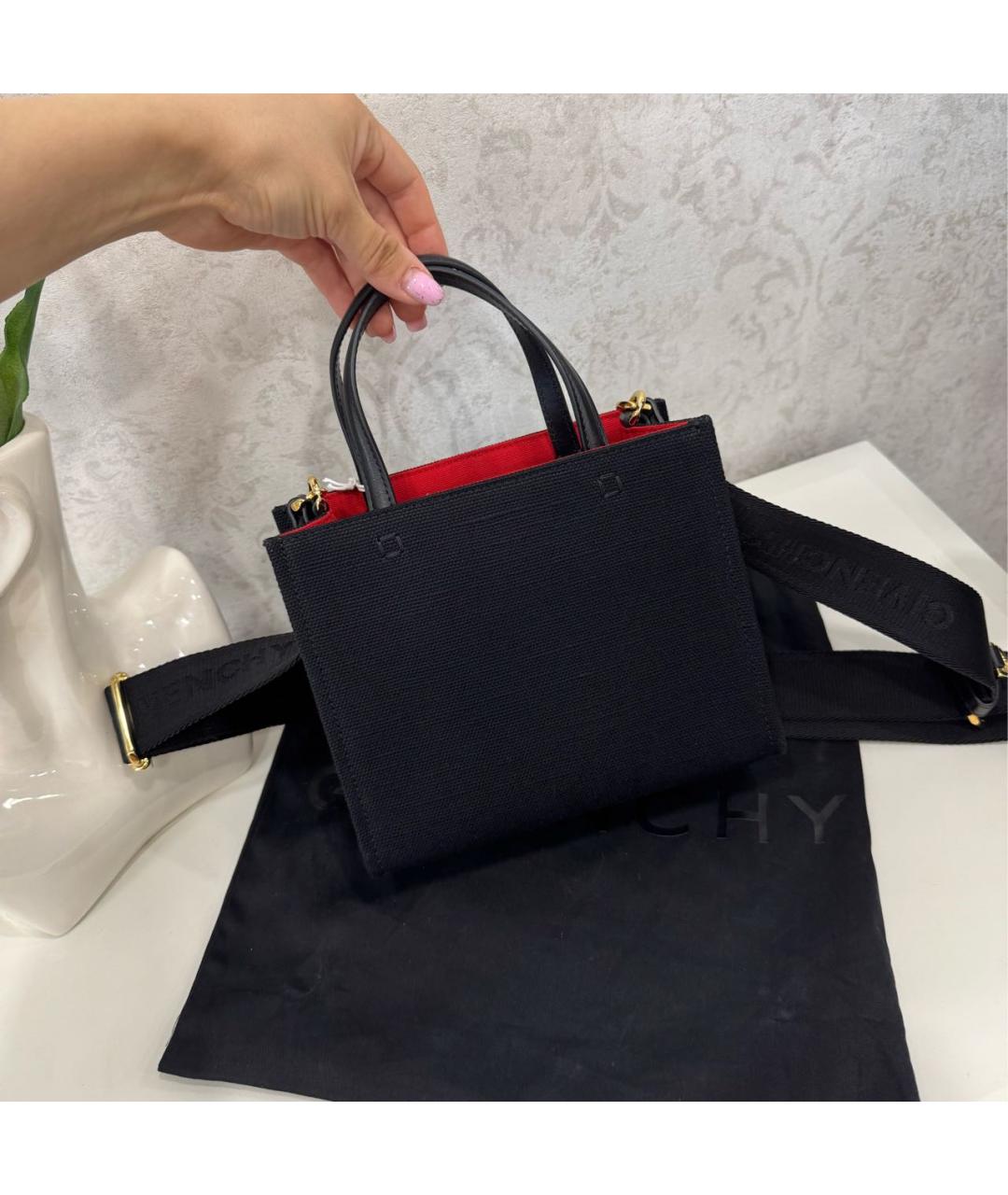 GIVENCHY Черная хлопковая сумка тоут, фото 5