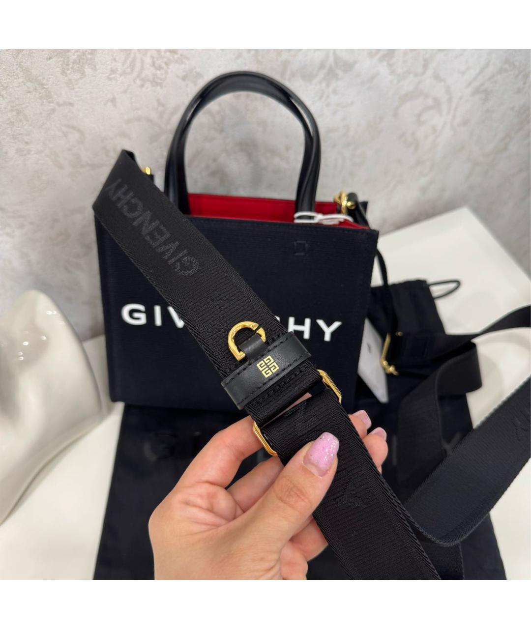 GIVENCHY Черная хлопковая сумка тоут, фото 7