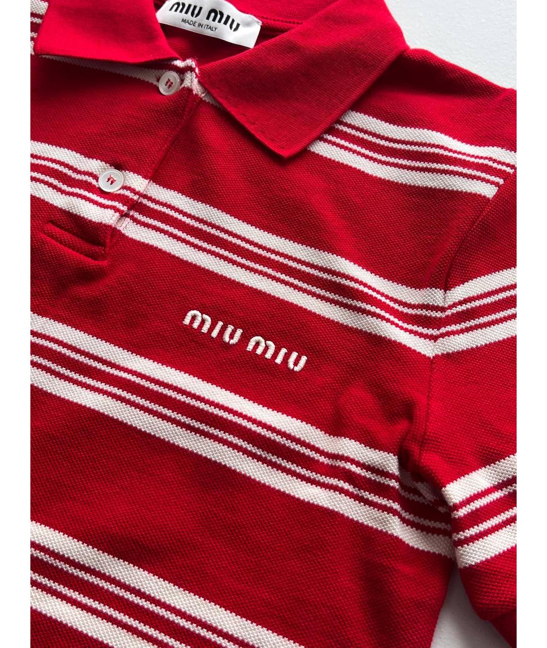 MIU MIU Красная хлопковая футболка, фото 4