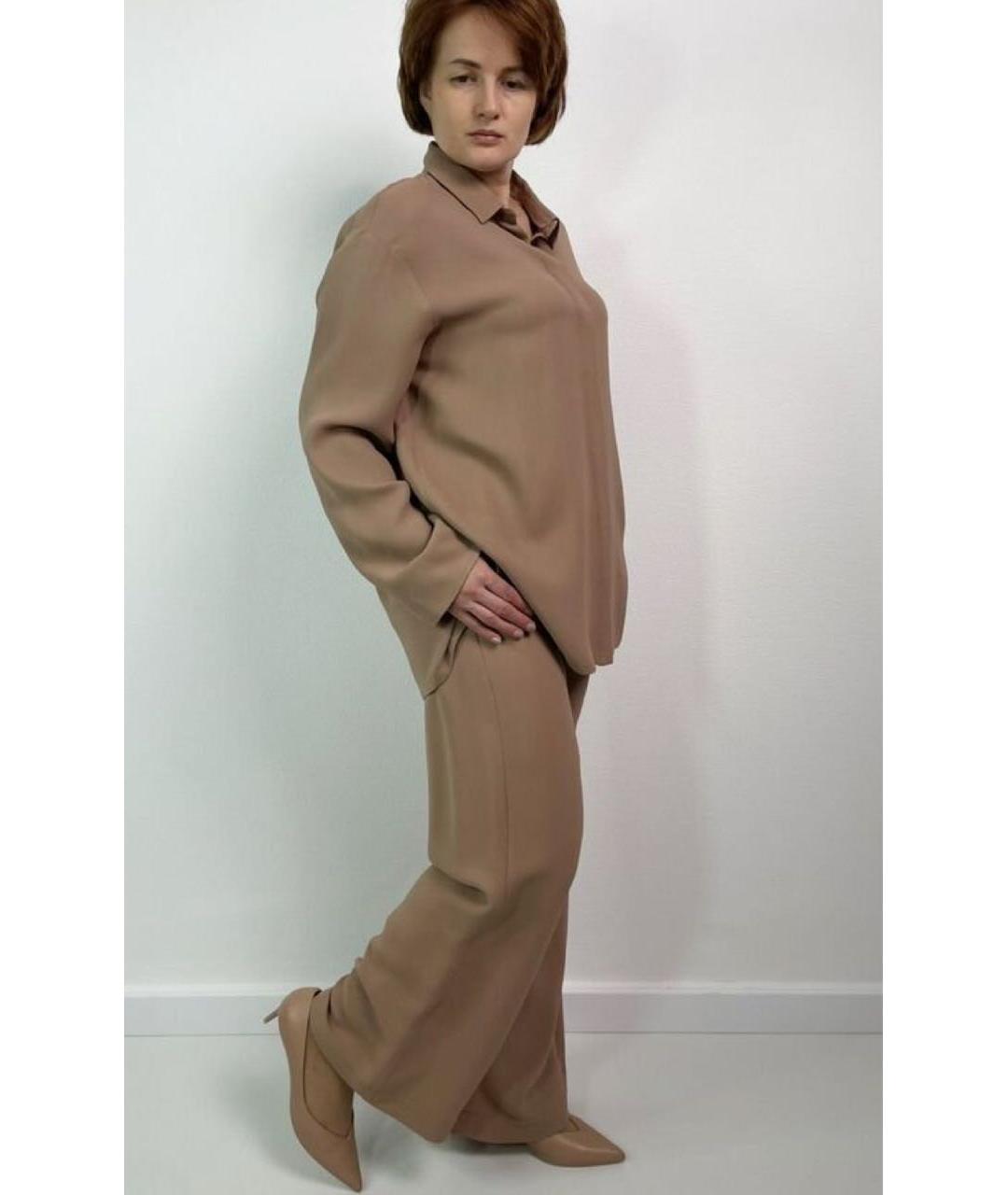 'S MAX MARA Коричневый ацетатный костюм с брюками, фото 5
