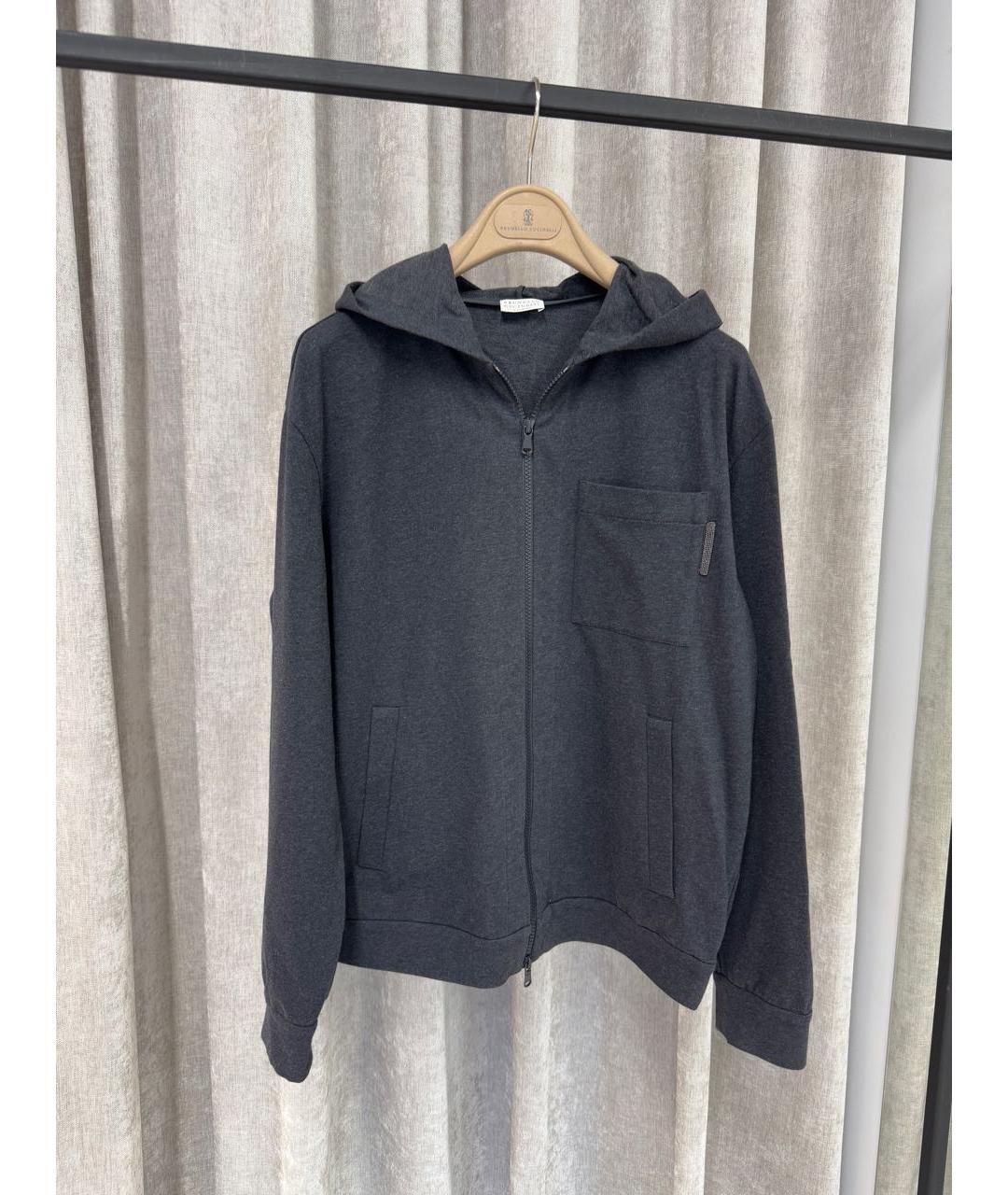 BRUNELLO CUCINELLI Антрацитовый хлопковый костюм с брюками, фото 6