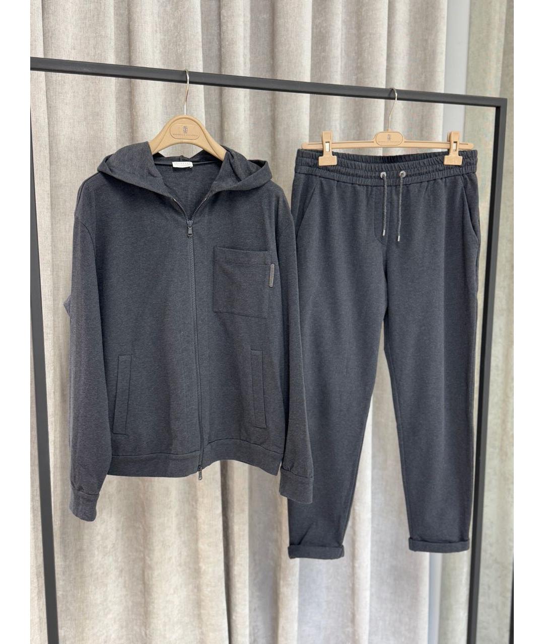 BRUNELLO CUCINELLI Антрацитовый хлопковый костюм с брюками, фото 5