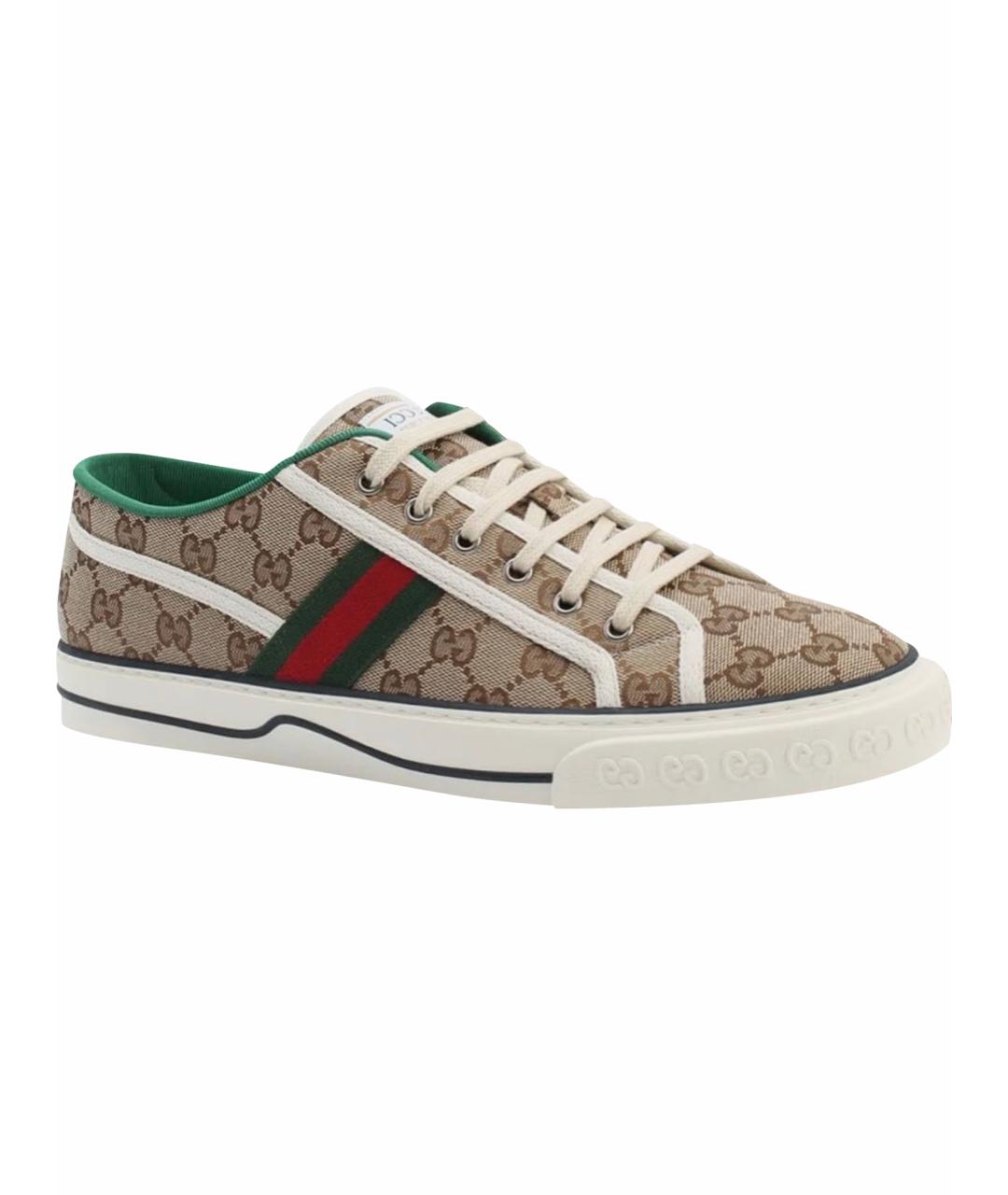 GUCCI Бежевые текстильные кеды, фото 1