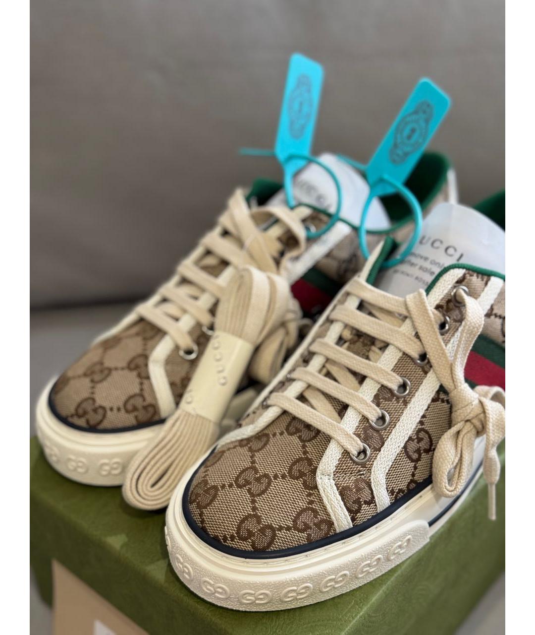 GUCCI Бежевые текстильные кеды, фото 3