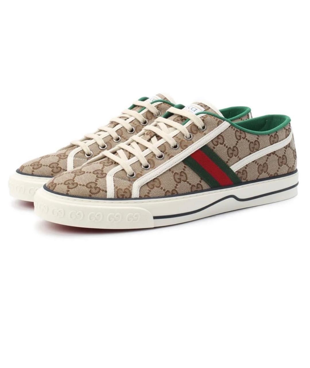 GUCCI Бежевые текстильные кеды, фото 5