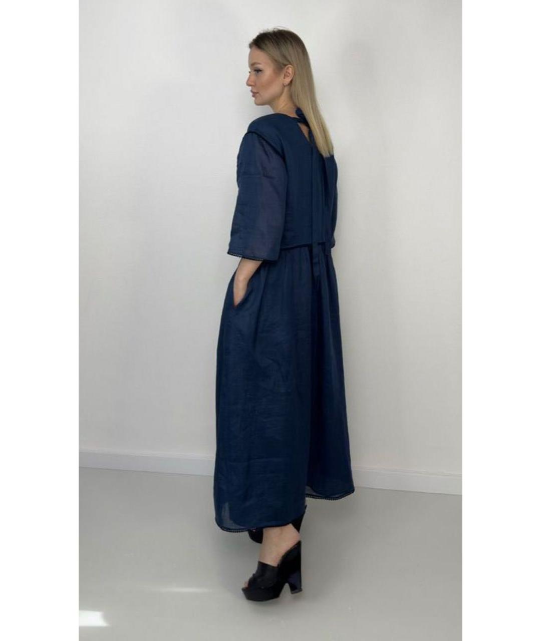 MAX MARA Темно-синее хлопковое повседневное платье, фото 6
