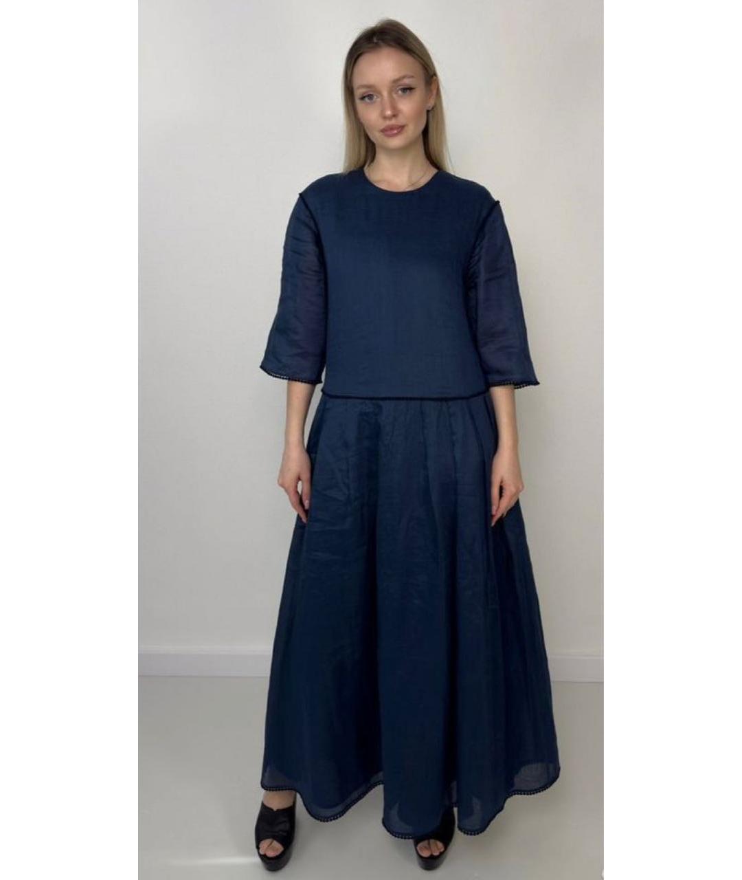 MAX MARA Темно-синее хлопковое повседневное платье, фото 5