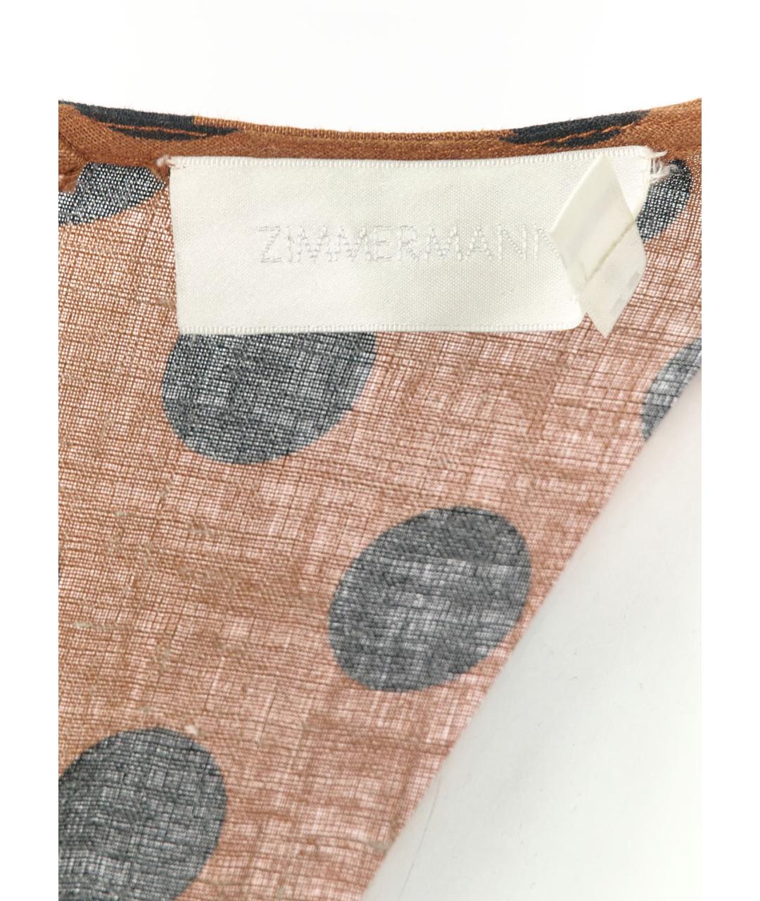 ZIMMERMANN Коричневое льняное повседневное платье, фото 4