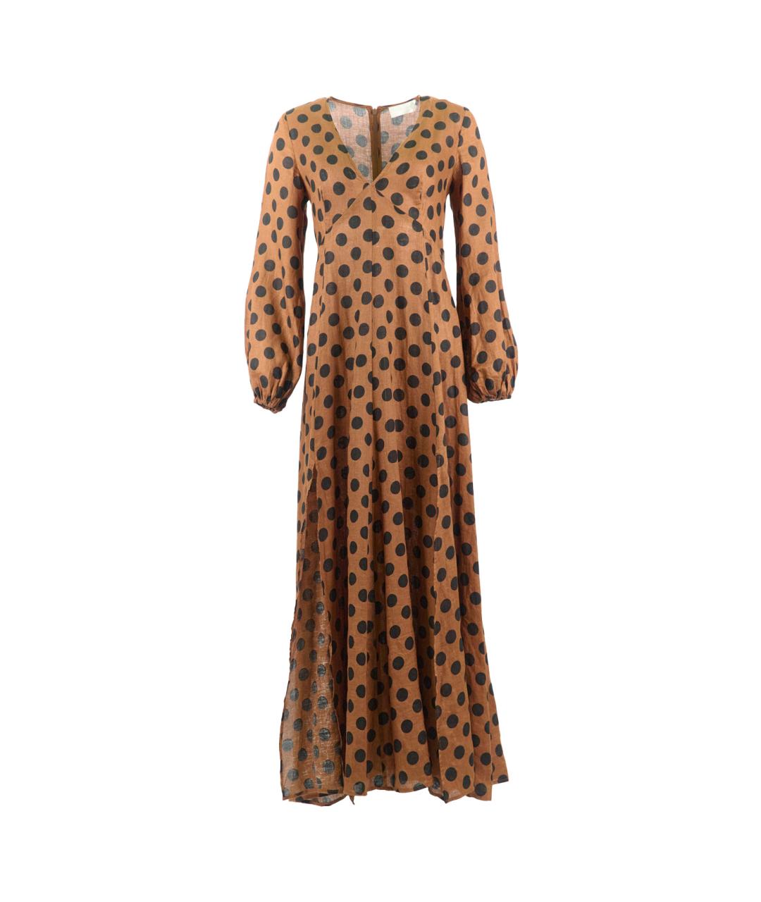 ZIMMERMANN Коричневое льняное повседневное платье, фото 6