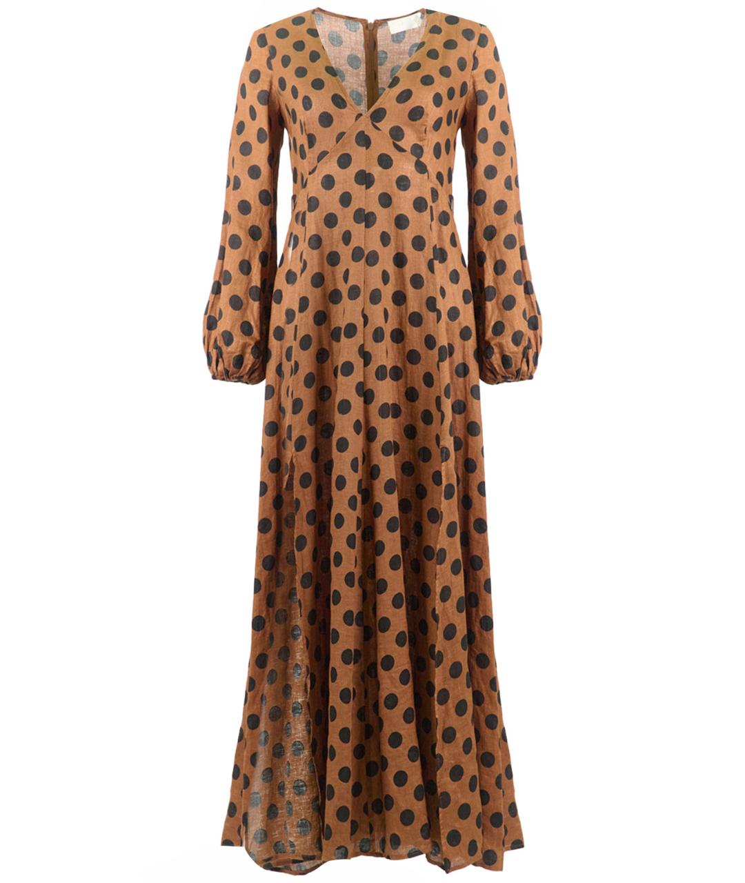 ZIMMERMANN Коричневое льняное повседневное платье, фото 1