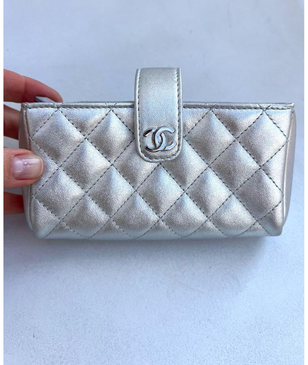 CHANEL Серебрянный кожаный кошелек, фото 6