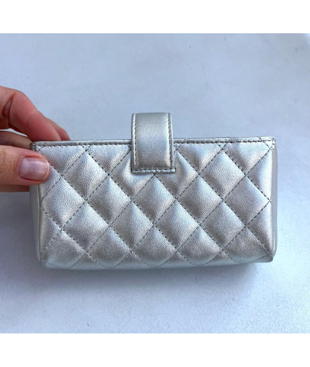 CHANEL Серебрянный кожаный кошелек, фото 3