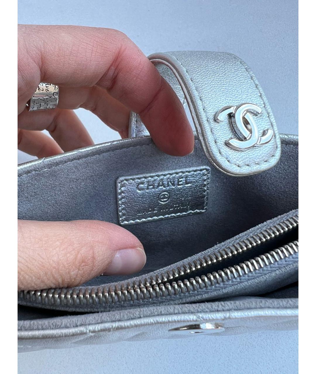 CHANEL Серебрянный кожаный кошелек, фото 5