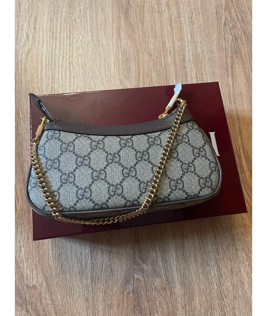 GUCCI Коричневая кожаная сумка с короткими ручками, фото 3