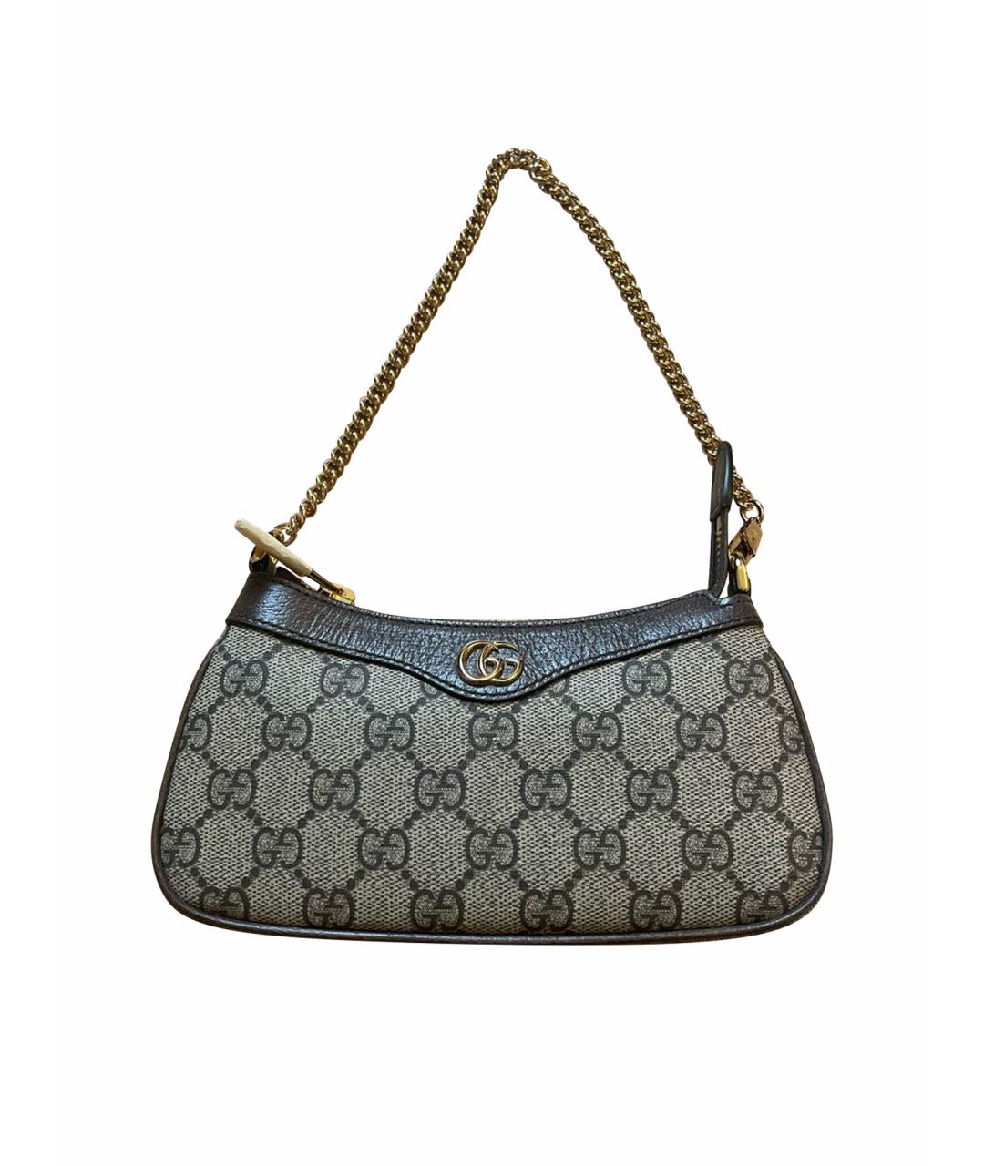 GUCCI Коричневая кожаная сумка с короткими ручками, фото 1