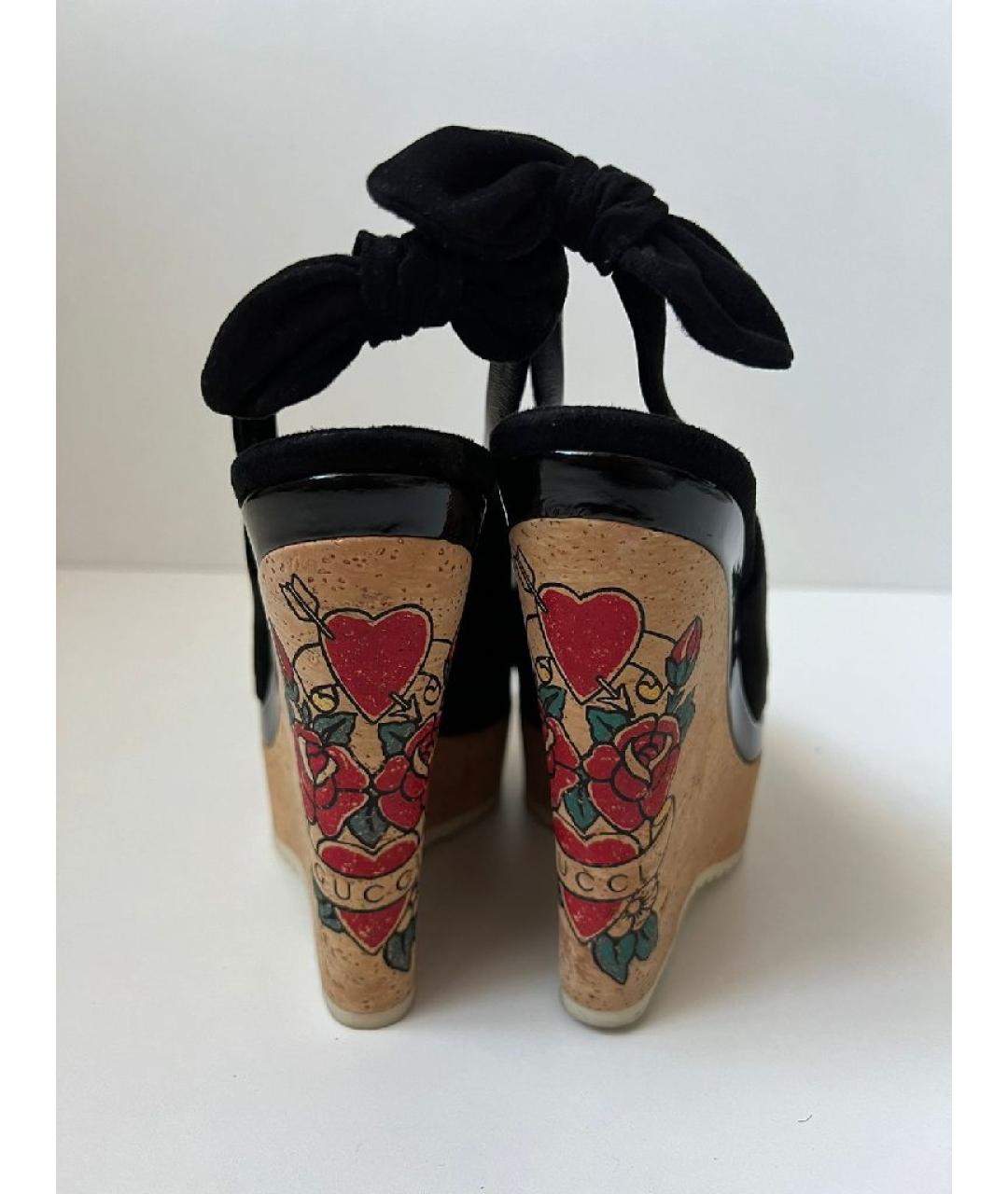 GUCCI Черные кожаные босоножки, фото 4