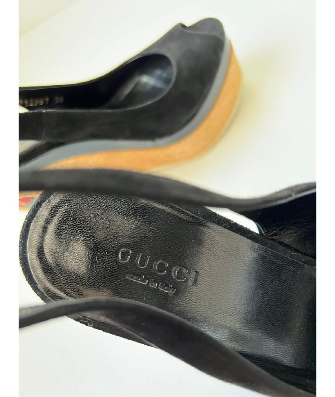 GUCCI Черные кожаные босоножки, фото 3