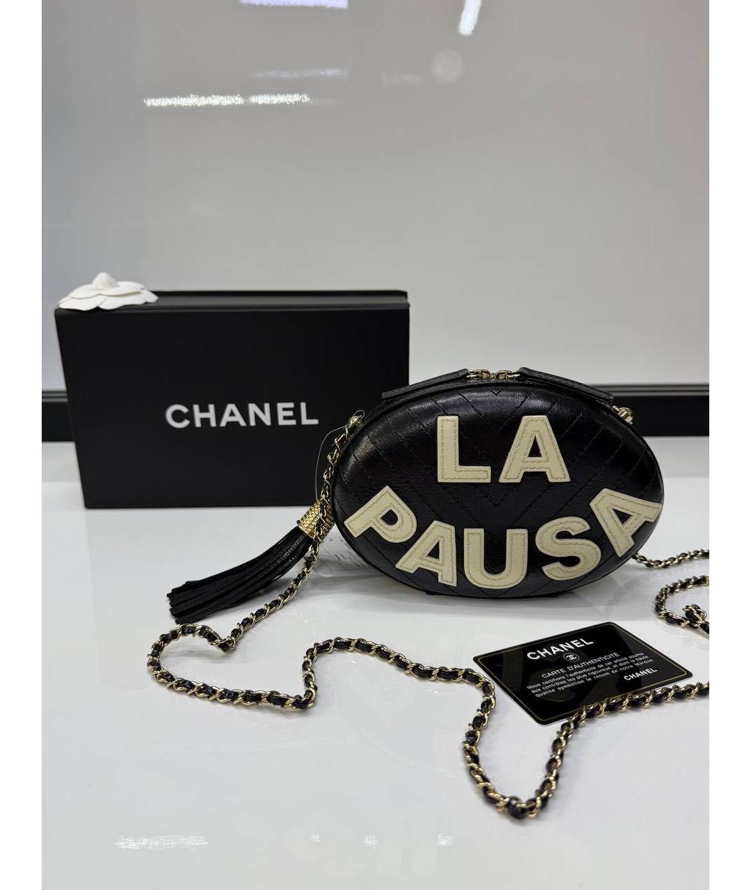 CHANEL Черная кожаная сумка через плечо, фото 8