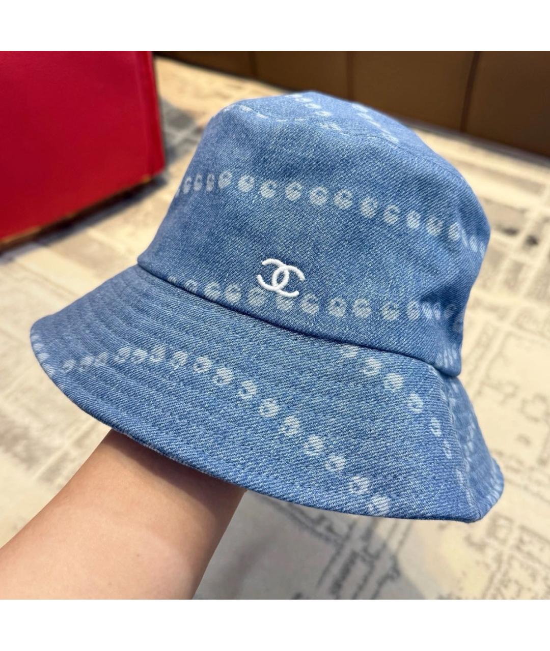 CHANEL Голубая хлопковая панама, фото 2