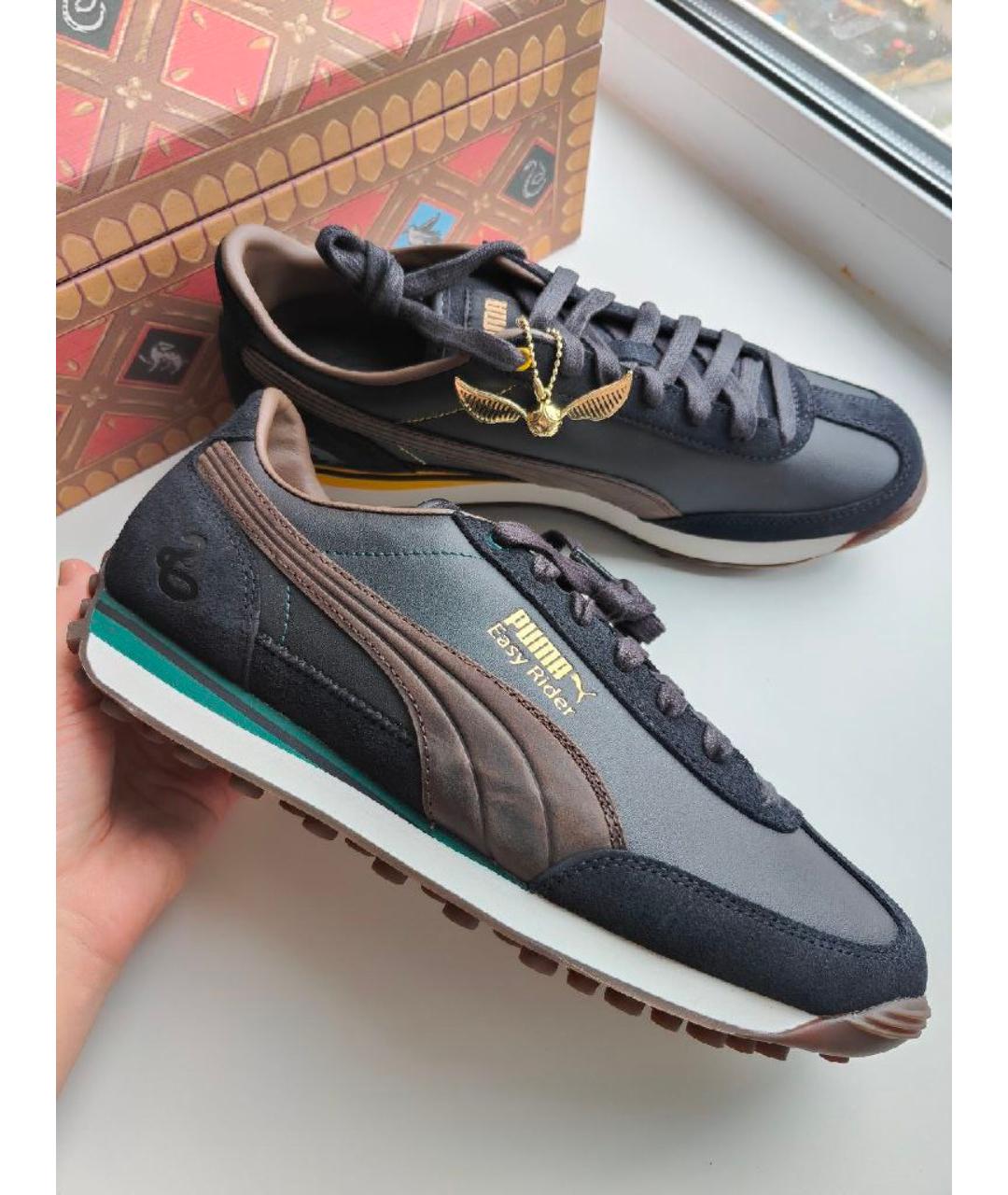 PUMA Черные кожаные низкие кроссовки / кеды, фото 4